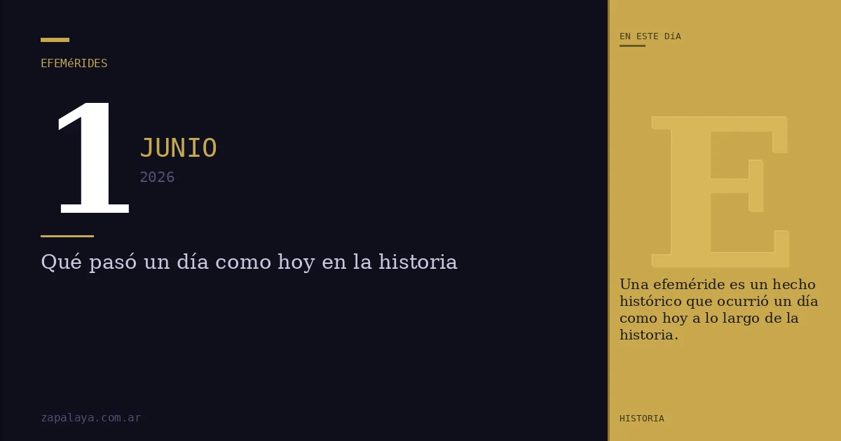 Efemérides del 1 de junio de 2026: qué pasó un día como hoy y seguro no lo sabías