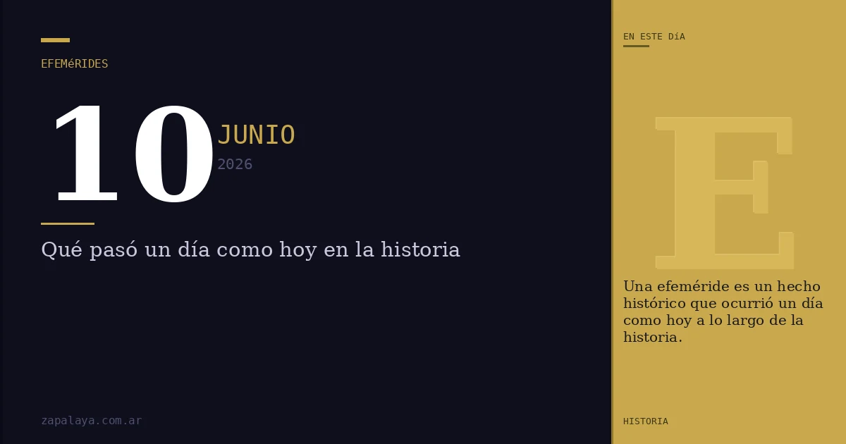 Efemérides del 10 de junio de 2026: qué pasó un día como hoy y seguro no lo sabías