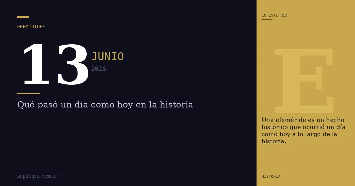 Efemérides del 13 de junio de 2026: qué pasó un día como hoy y seguro no lo sabías