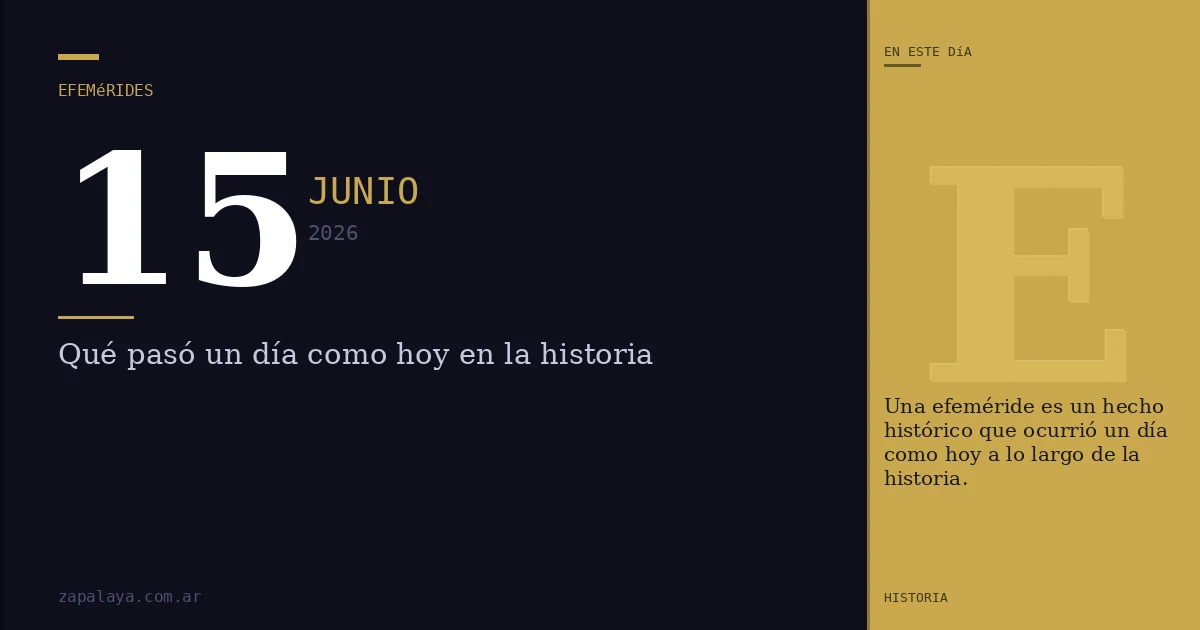 Efemérides del 15 de junio de 2026: qué pasó un día como hoy y seguro no lo sabías