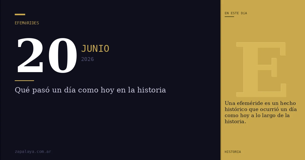 Efemérides del 20 de junio de 2026: qué pasó un día como hoy y seguro no lo sabías