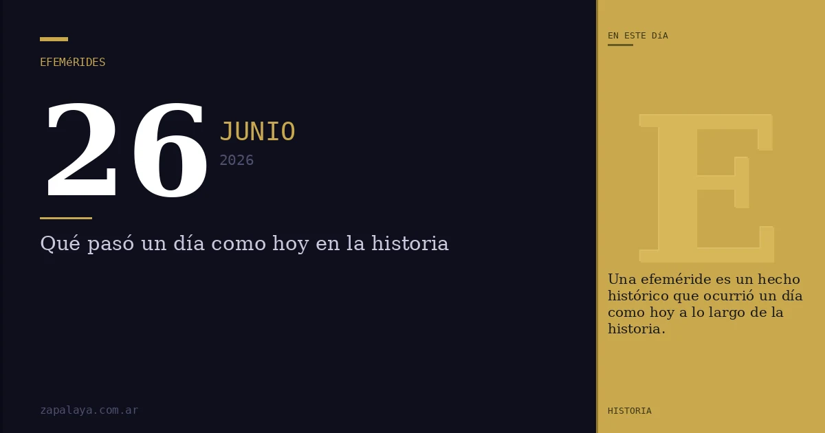 Efemérides del 26 de junio de 2026: qué pasó un día como hoy y seguro no lo sabías