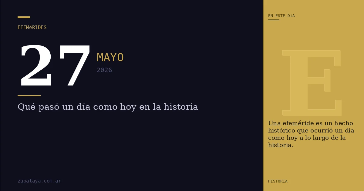 Efemérides del 27 de mayo de 2026: qué pasó un día como hoy y seguro no lo sabías