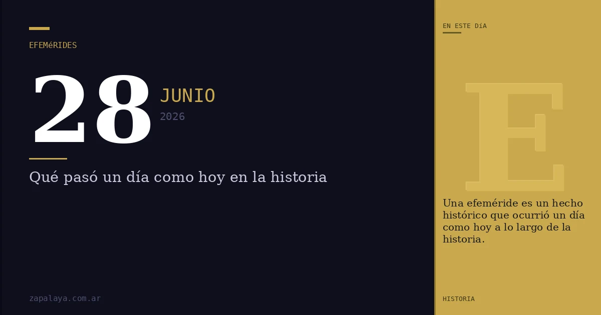 Efemérides del 28 de junio de 2026: qué pasó un día como hoy y seguro no lo sabías