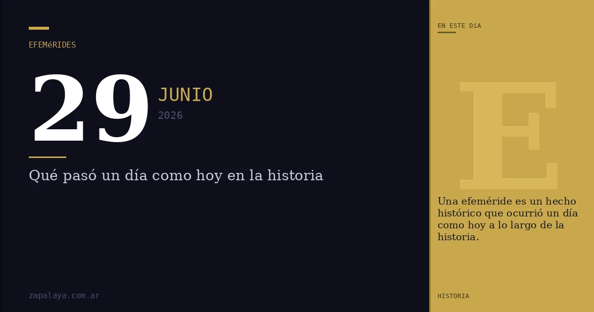 Efemérides del 29 de junio de 2026: qué pasó un día como hoy y seguro no lo sabías