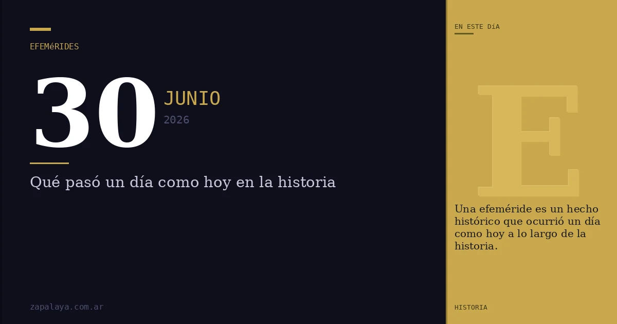 Efemérides del 30 de junio de 2026: qué pasó un día como hoy y seguro no lo sabías