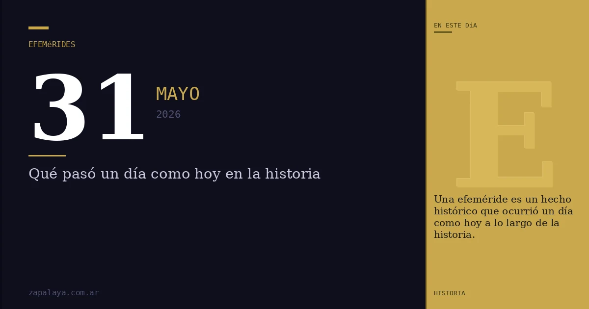 Efemérides del 31 de mayo de 2026: qué pasó un día como hoy y seguro no lo sabías